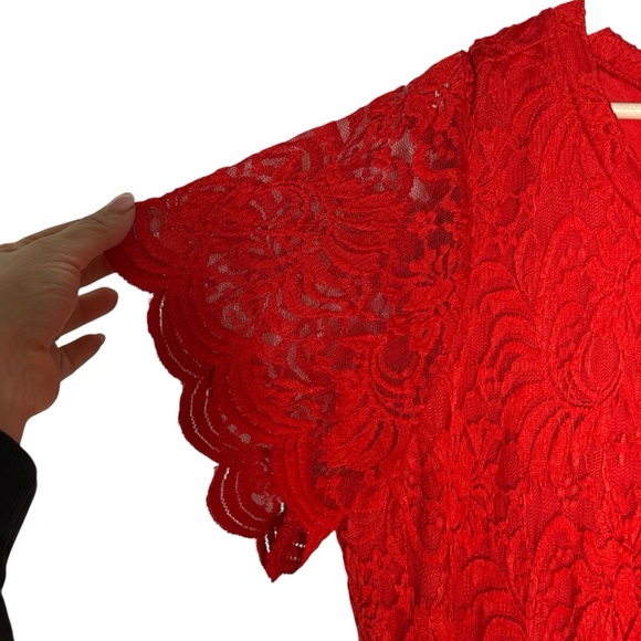 Torrid Lace Fit And Flare Red Midi Dress Plus Size 2X Party Romantic Whimsigoth - Picture 8 of 16